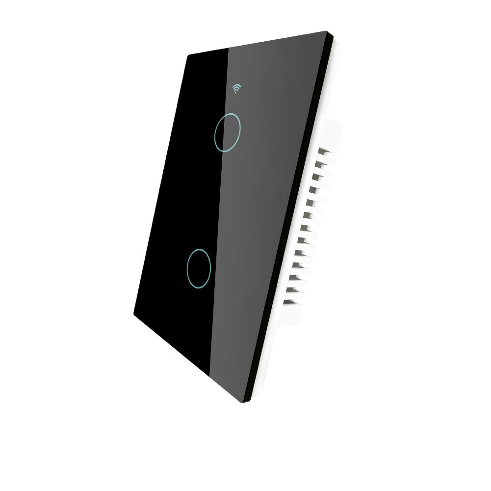 Apagador Inteligente Wifi Negro de 2 Botones No Requiere Neutro